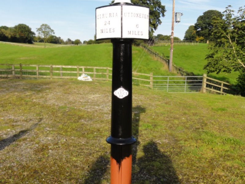 Painted milepost 21 before installation