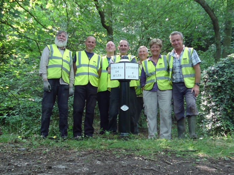 Volunteers installing milepost 24, 10th June 2016