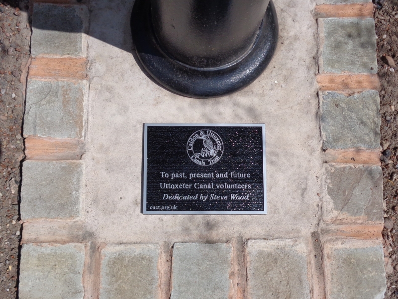 Plaque with dedication to Uttoxeter Canal volunteers